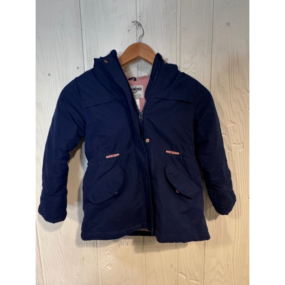 Girls OshKosh B'gosh Winter Jacket M (5-6) Blue Pink hood